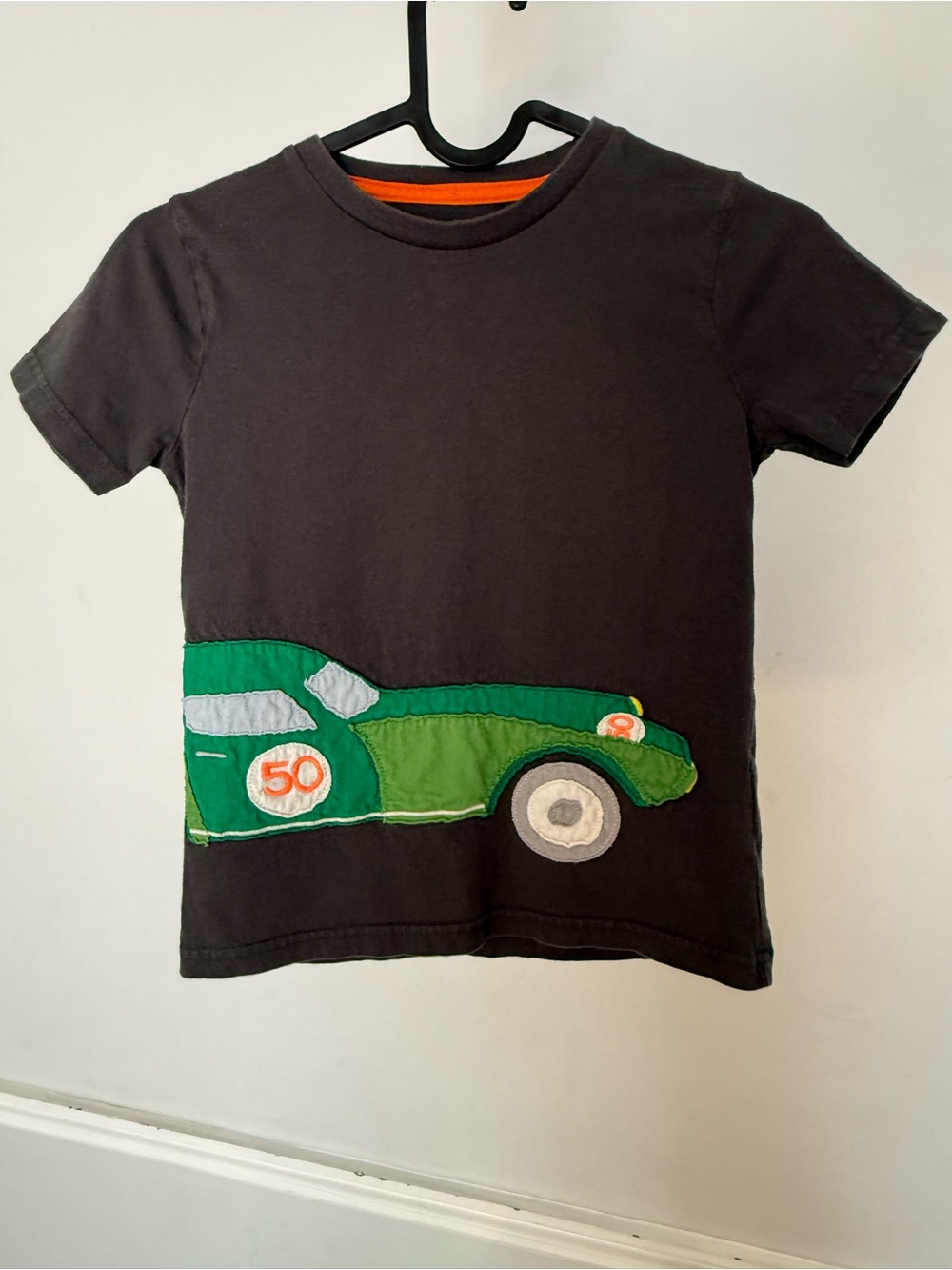 Mini Boden Black Tee with Green Car Applique